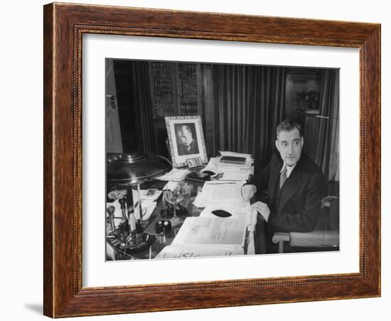Antonio De Olivera Salazar Sitting at His Desk-Bernard Hoffman-Framed Photographic Print