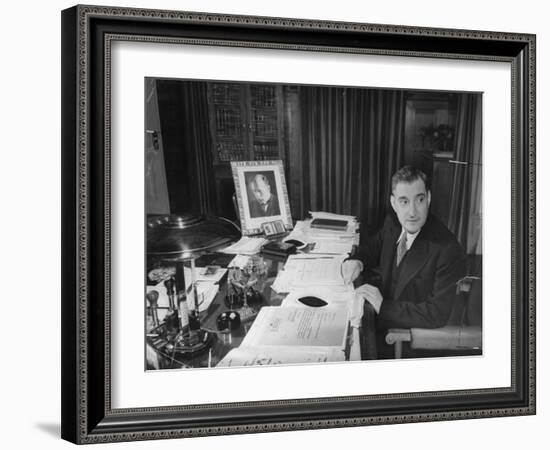 Antonio De Olivera Salazar Sitting at His Desk-Bernard Hoffman-Framed Photographic Print