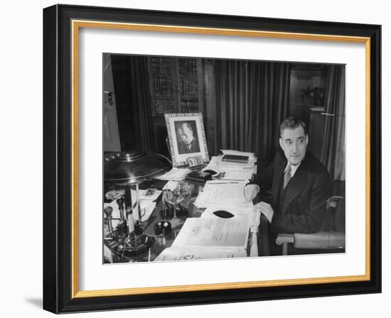 Antonio De Olivera Salazar Sitting at His Desk-Bernard Hoffman-Framed Photographic Print