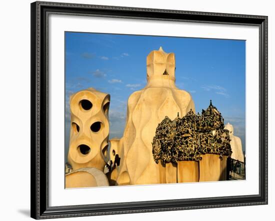 Antonio Gaudi's La Pedrera, Casa Mila, Barcelona, Spain-David Barnes-Framed Photographic Print