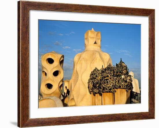 Antonio Gaudi's La Pedrera, Casa Mila, Barcelona, Spain-David Barnes-Framed Photographic Print