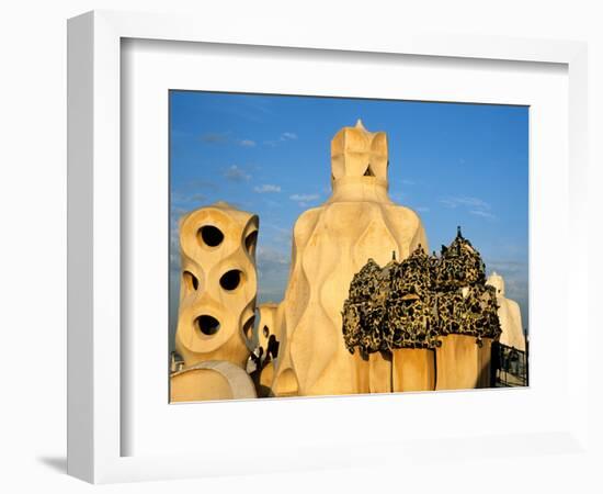 Antonio Gaudi's La Pedrera, Casa Mila, Barcelona, Spain-David Barnes-Framed Photographic Print