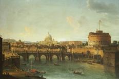 Castel Santangelo and the Ponte Santangelo, Rome, with St. Peters and the Vatican-Antonio Joli-Giclee Print