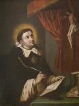 St. Thomas Aquinas Writing before the Crucifix-Antonio Rodriguez-Mounted Giclee Print