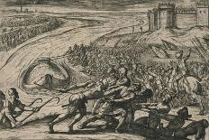 Een Schip met coren gheladen blyft op een drooghte Sitten; de Duytschen pooghent naer hen te trecke-Antonio Tempesta-Giclee Print