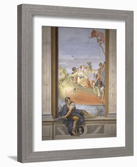 Antony and Cleopatra. Tromp L'Oeil Scene Within Architecture, 1779-Giovanni Scajaro-Framed Art Print