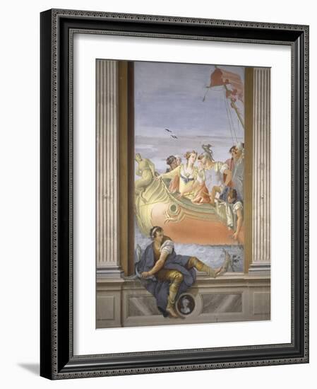 Antony and Cleopatra. Tromp L'Oeil Scene Within Architecture, 1779-Giovanni Scajaro-Framed Art Print