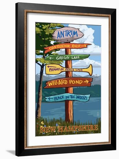 Antrim, New Hampshire - Destination Sign-Lantern Press-Framed Art Print