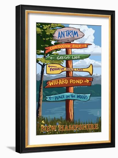 Antrim, New Hampshire - Destination Sign-Lantern Press-Framed Art Print