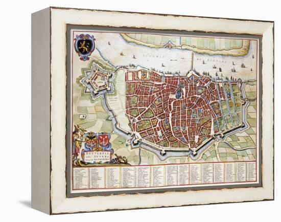 Antverpia, Map of Antwerp-Jan Blaeu-Framed Premier Image Canvas