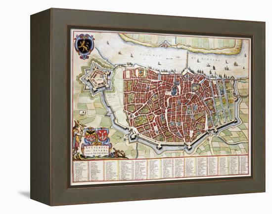 Antverpia, Map of Antwerp-Jan Blaeu-Framed Premier Image Canvas