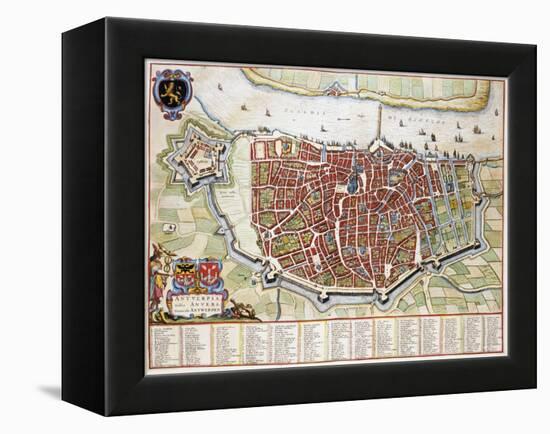 Antverpia, Map of Antwerp-Jan Blaeu-Framed Premier Image Canvas