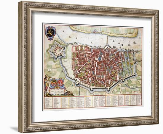 Antverpia, Map of Antwerp-Jan Blaeu-Framed Giclee Print