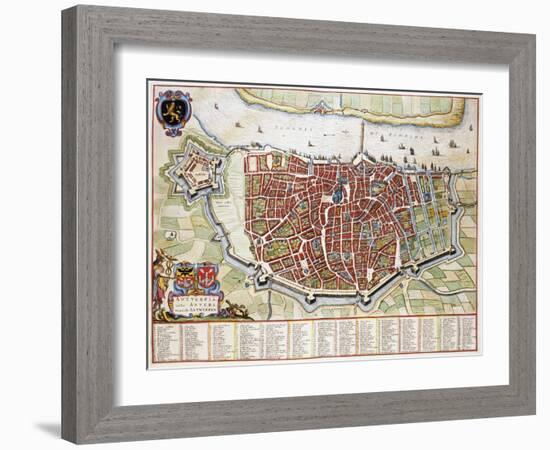 Antverpia, Map of Antwerp-Jan Blaeu-Framed Giclee Print