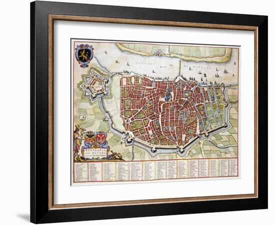 Antverpia, Map of Antwerp-Jan Blaeu-Framed Giclee Print