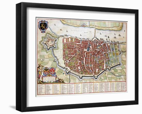 Antverpia, Map of Antwerp-Jan Blaeu-Framed Giclee Print