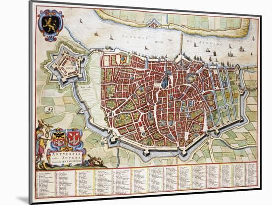 Antverpia, Map of Antwerp-Jan Blaeu-Mounted Giclee Print