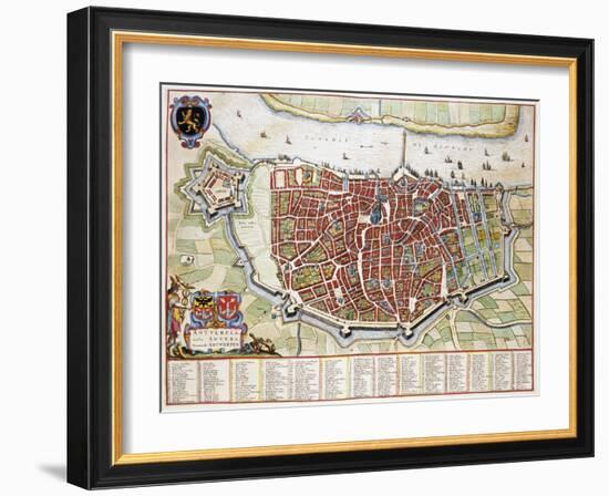 Antverpia, Map of Antwerp-Jan Blaeu-Framed Giclee Print