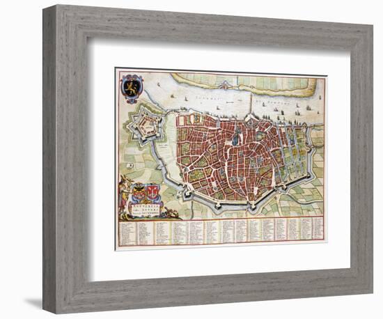 Antverpia, Map of Antwerp-Jan Blaeu-Framed Giclee Print