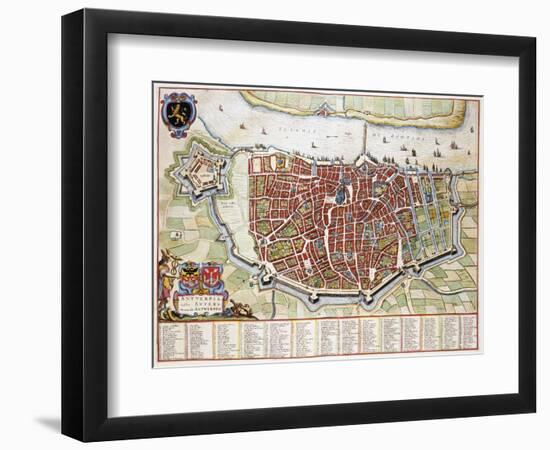 Antverpia, Map of Antwerp-Jan Blaeu-Framed Giclee Print