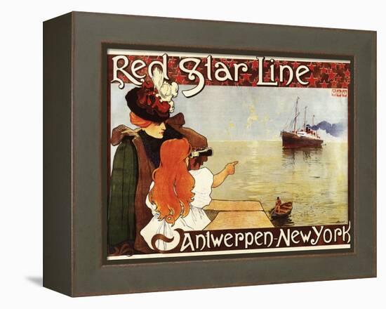 Antwerp, Belgium - Red Star Line Cruises to New York Promo Poster - Antwerp, Belgium-Lantern Press-Framed Stretched Canvas