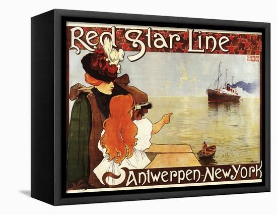 Antwerp, Belgium - Red Star Line Cruises to New York Promo Poster - Antwerp, Belgium-Lantern Press-Framed Stretched Canvas