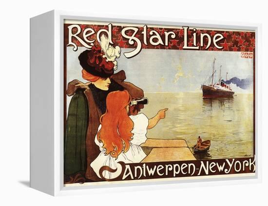 Antwerp, Belgium - Red Star Line Cruises to New York Promo Poster - Antwerp, Belgium-Lantern Press-Framed Stretched Canvas