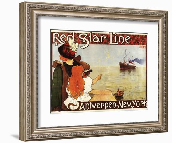 Antwerp, Belgium - Red Star Line Cruises to New York Promo Poster - Antwerp, Belgium-Lantern Press-Framed Art Print