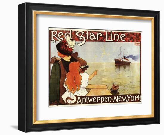 Antwerp, Belgium - Red Star Line Cruises to New York Promo Poster - Antwerp, Belgium-Lantern Press-Framed Art Print