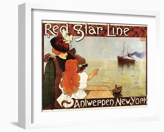 Antwerp, Belgium - Red Star Line Cruises to New York Promo Poster - Antwerp, Belgium-Lantern Press-Framed Art Print