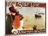 Antwerp, Belgium - Red Star Line Cruises to New York Promo Poster - Antwerp, Belgium-Lantern Press-Mounted Art Print