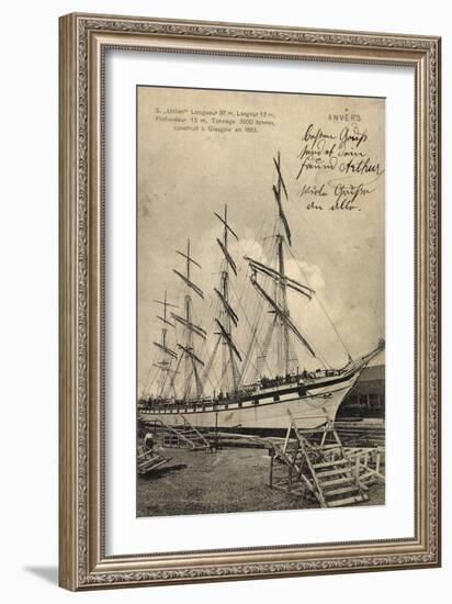 Antwerpen, Segelschiff Union, Viermaster, Hafen-null-Framed Giclee Print