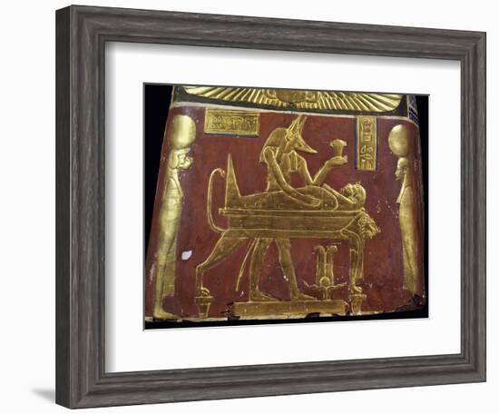 Anubis in Throes of Performing Ritual of Embalming, Decorative Detail of Male Funeral Mask-null-Framed Giclee Print