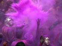 People Painted with Bright Colors Dance During the Festival of Holi on March 7, 2004-Anupam Nath-Premier Image Canvas