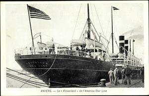 Anvers Flandern, Dampfer Kroonland Der Rsl