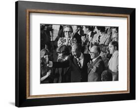Anwar Sadat and Menachem Begin acknowledge President Carter as he announces the Camp David Accords-Warren K. Leffler-Framed Photographic Print