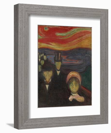 Anxiety, 1894, by Edvard Munch, 1863-1944, Norwegian Expressionist painting,-Edvard Munch-Framed Art Print