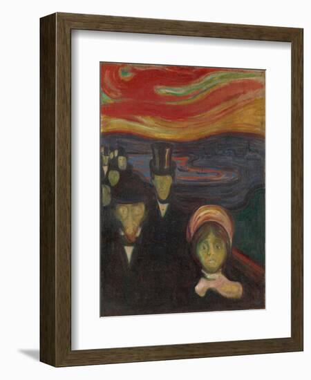 Anxiety, 1894, by Edvard Munch, 1863-1944, Norwegian Expressionist painting,-Edvard Munch-Framed Art Print