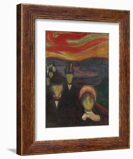 Anxiety, 1894, by Edvard Munch, 1863-1944, Norwegian Expressionist painting,-Edvard Munch-Framed Art Print