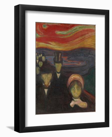 Anxiety, 1894, by Edvard Munch, 1863-1944, Norwegian Expressionist painting,-Edvard Munch-Framed Art Print