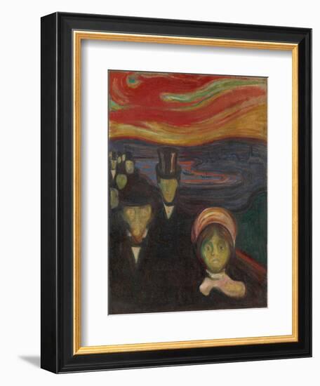 Anxiety, 1894, by Edvard Munch, 1863-1944, Norwegian Expressionist painting,-Edvard Munch-Framed Art Print