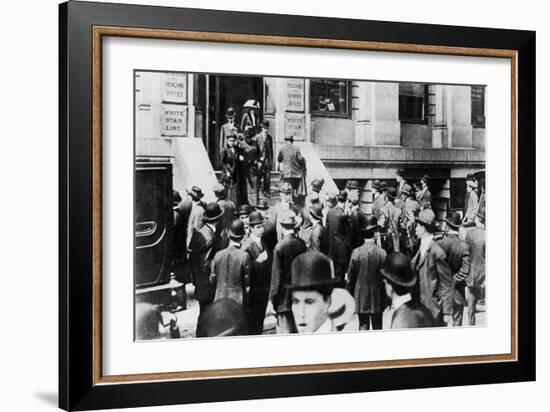 Anxious Crowds Outside the White Star Line Office, 1912-Sport & General-Framed Giclee Print