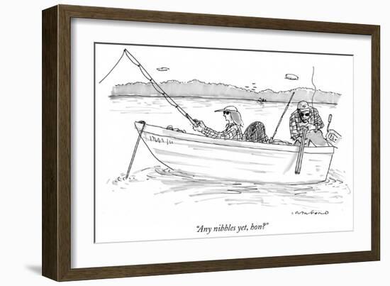 "Any nibbles yet, hon?" - New Yorker Cartoon-Michael Crawford-Framed Premium Giclee Print