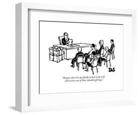 "Anyone who isn't specifically named in the will still receives one of the?" - New Yorker Cartoon-Drew Dernavich-Framed Premium Giclee Print