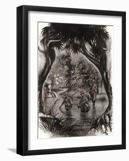 Anzac Troops Crossing a Jungle River During a World War II Patrol-Ron Embleton-Framed Giclee Print