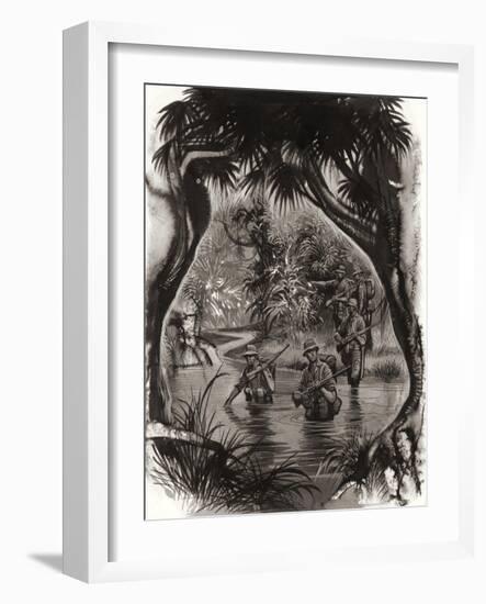 Anzac Troops Crossing a Jungle River During a World War II Patrol-Ron Embleton-Framed Giclee Print