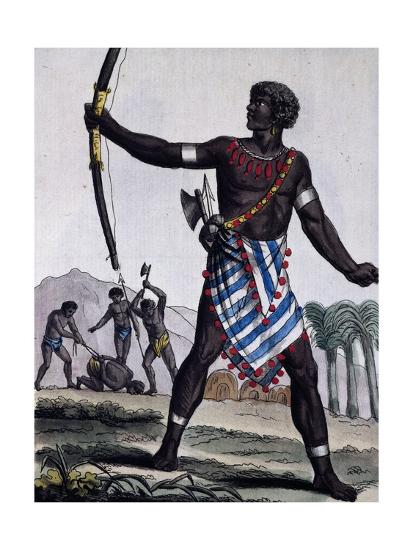 Anzikos Warrior Africa Engraving From Encyclopedia Of Voyages 1795 Giclee Print Jacques Grasset De Saint Sauveur Art Com