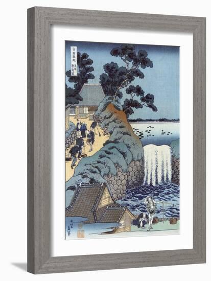 Aoi Gaok Waterfall, Japanese Wood-Cut Print-Lantern Press-Framed Art Print