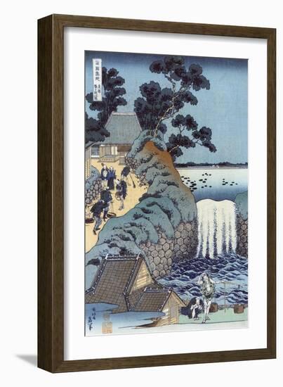 Aoi Gaok Waterfall, Japanese Wood-Cut Print-Lantern Press-Framed Art Print