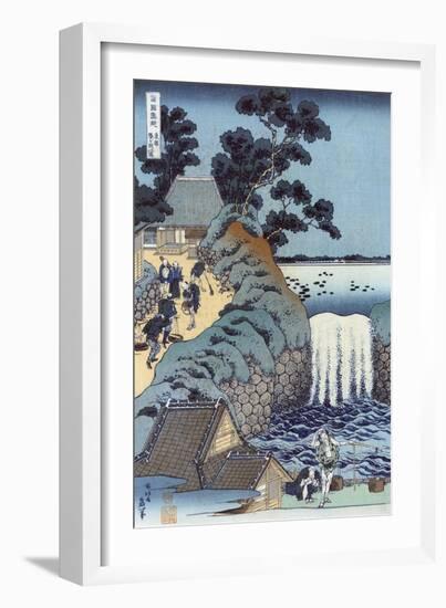 Aoi Gaok Waterfall, Japanese Wood-Cut Print-Lantern Press-Framed Art Print